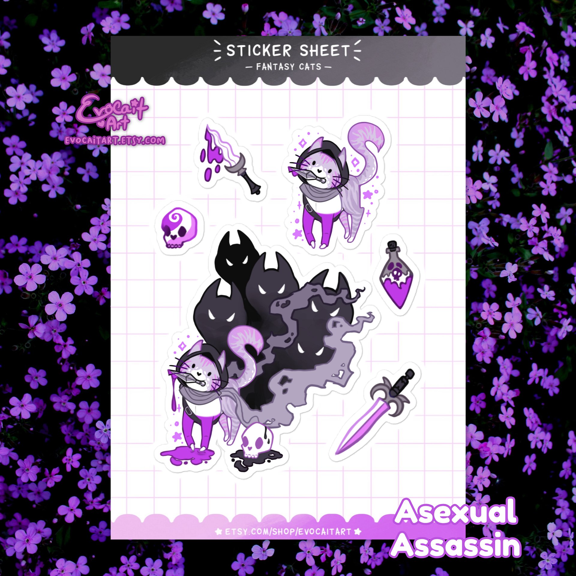 Fantasy Pride Cat Sticker Sheet: Ace-assin product image (1)