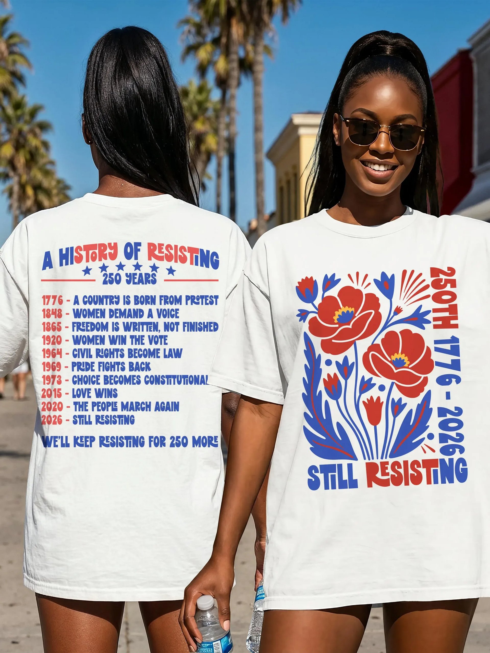 Still Resisting Boho Block Abstract Floral Front BacK Design. product image (73)