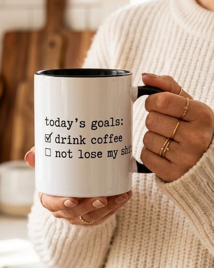 Today's Goals Funny Coffee Mug | Drink Coffee Not Lose My Shit Mug | Funny Mom Gift | Sarcastic Mug | Tired Mom Mug | Millennial Mom Gift | Funny Wife Gift product image (1)