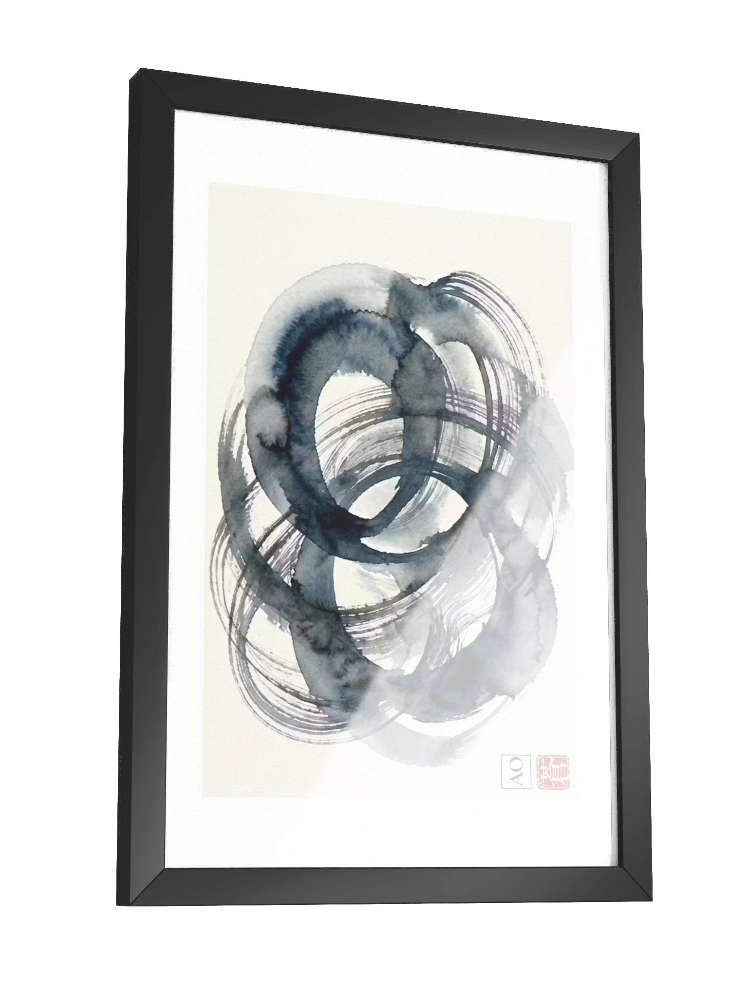 Japanese Indigo Ink Art Print | Eternal Echo No.02 | Framed Wall Art - AO Japan Blue product image (3)