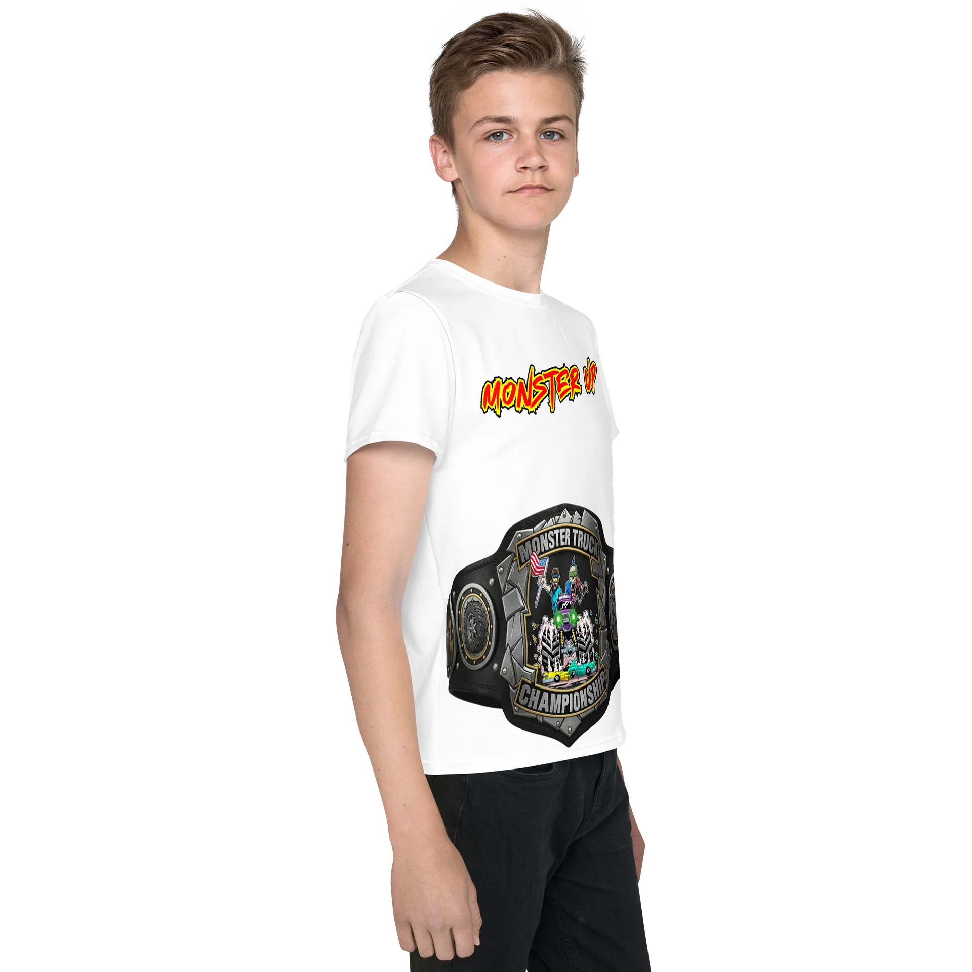 All-Over Print Youth Crew Neck T-Shirt : MONSTER UP CHAMPIONSHIP BELT product image (3)