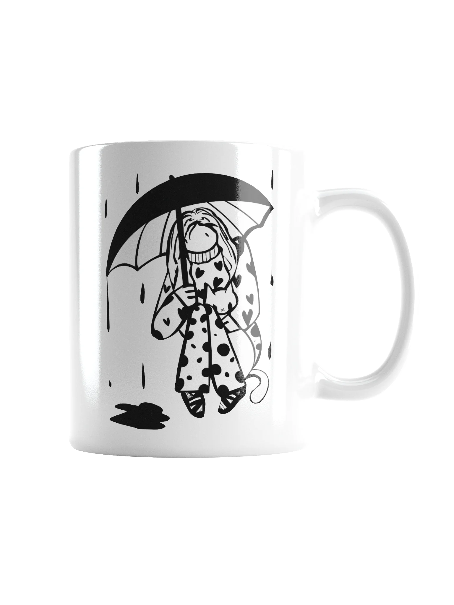 Mug: Lineart of Girl with cat under umbrella product image (2)