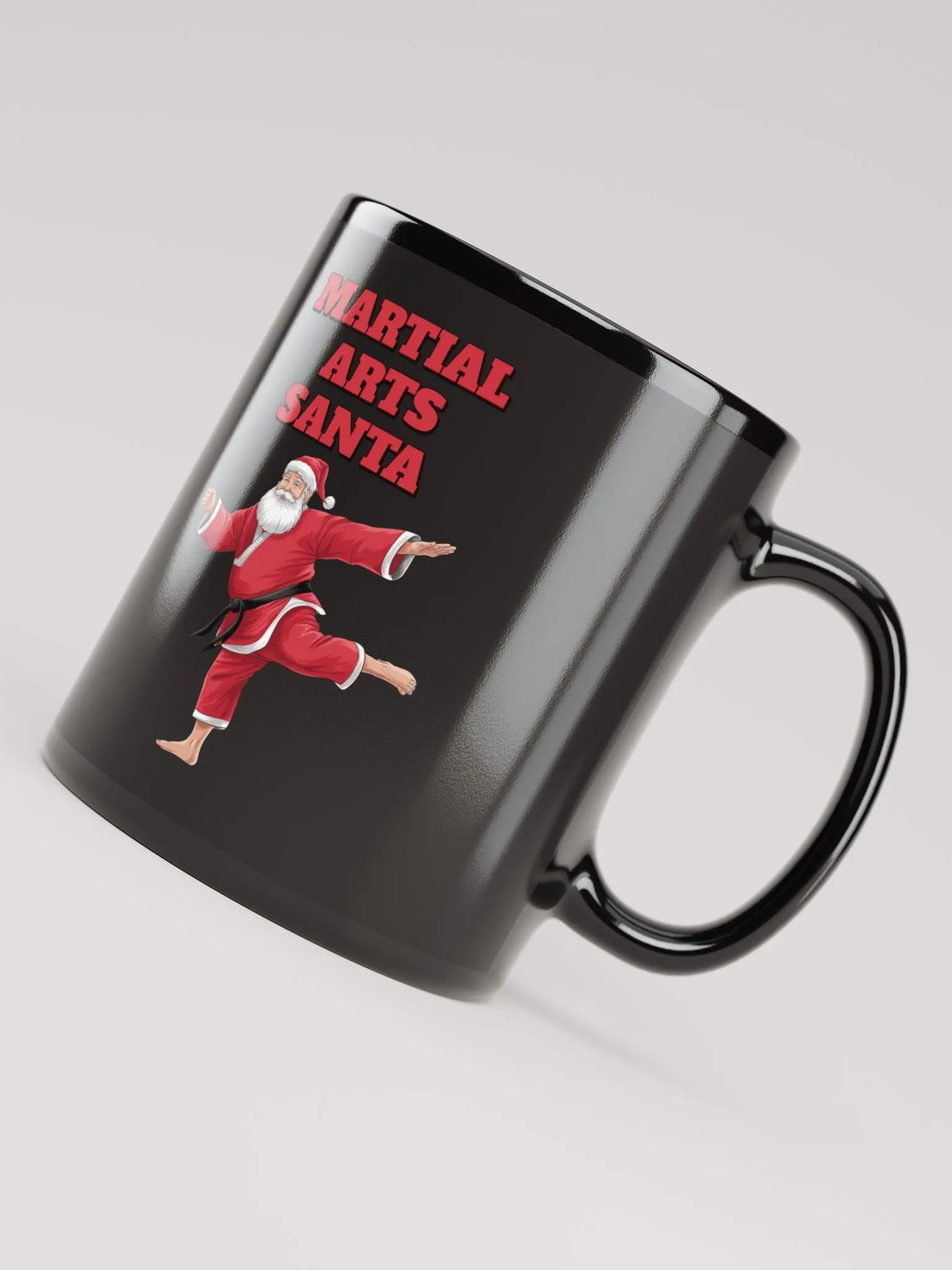 Martial Arts Santa - Funny Christmas Black Mug product image (7)