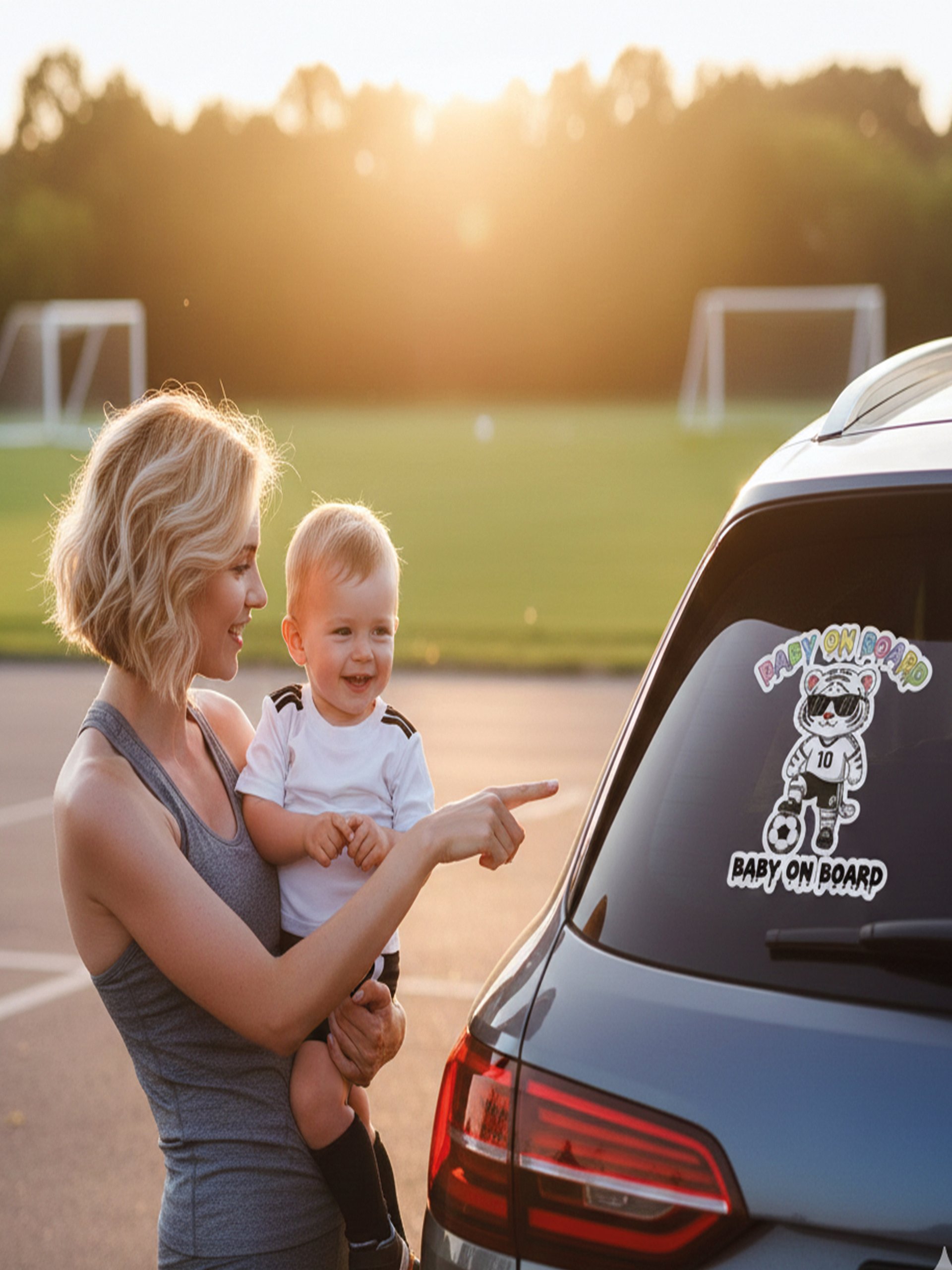 Funny Lion Soccer Baby on Board Sticker - 5x5 Weatherproof Vinyl Car Decal - Cute Lion Soccer Mom and Soccer Dad Gift product image (3)