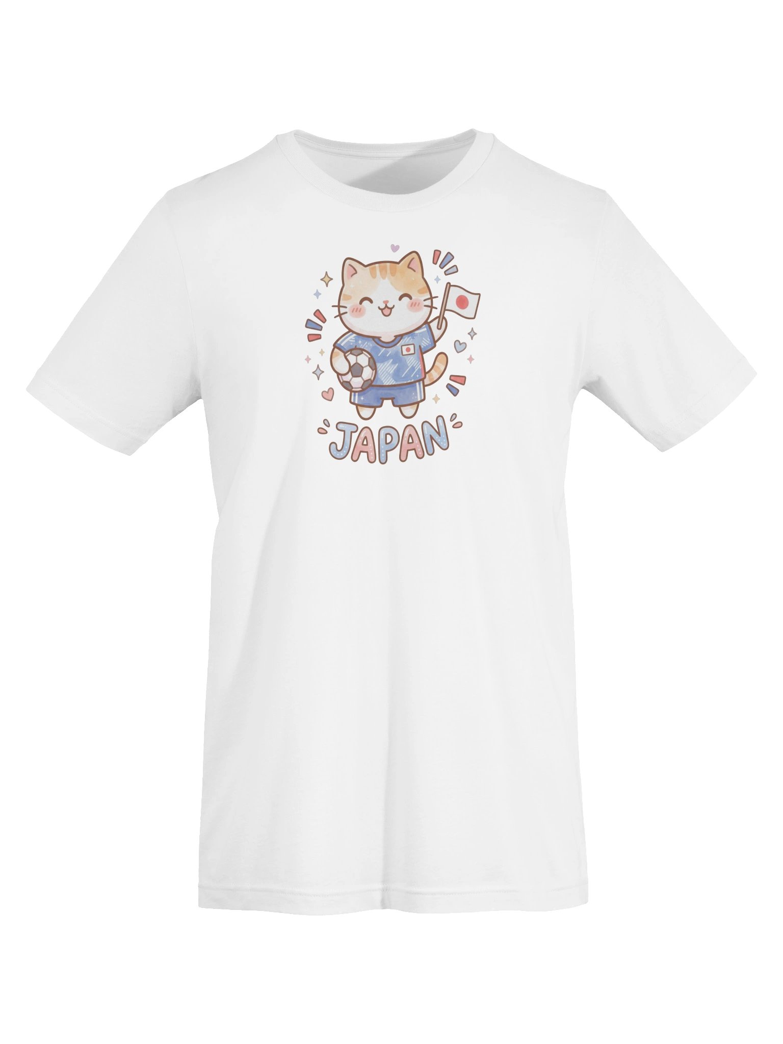 Japan Soccer Cat Shirt, Cute Japan Fan Tee, Kawaii Football Supporter T-Shirt product image (5)