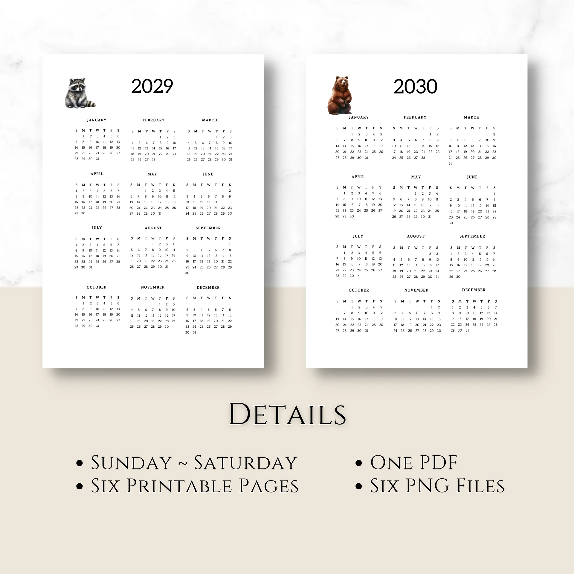 Six-year Printable Calendar Pages: Woodland Creatures product image (8)