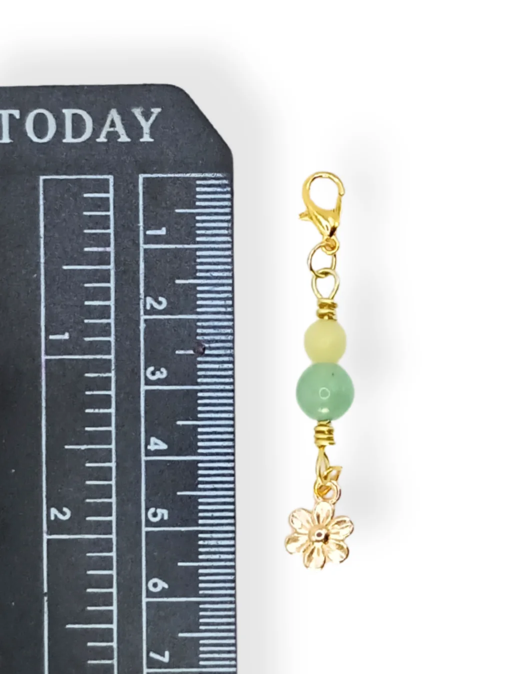 Flower Notebook Charm | Green Jade & Aventurine, Gold-Tone | Stitch Marker | Zipper Pull product image (3)