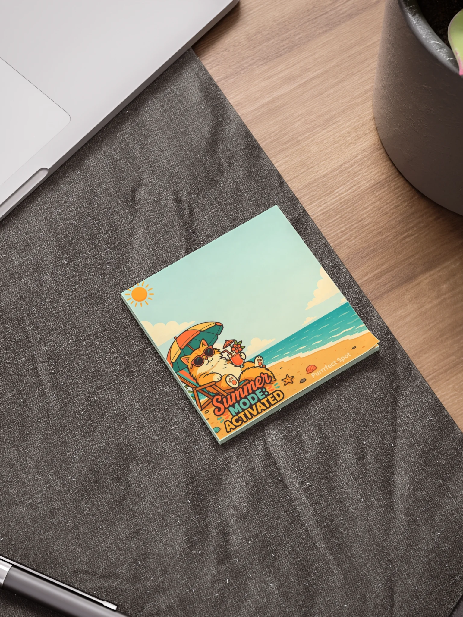 Summer Mode Activated Cat Beach Post-It Note Pad – 50 Sheets product image (1)