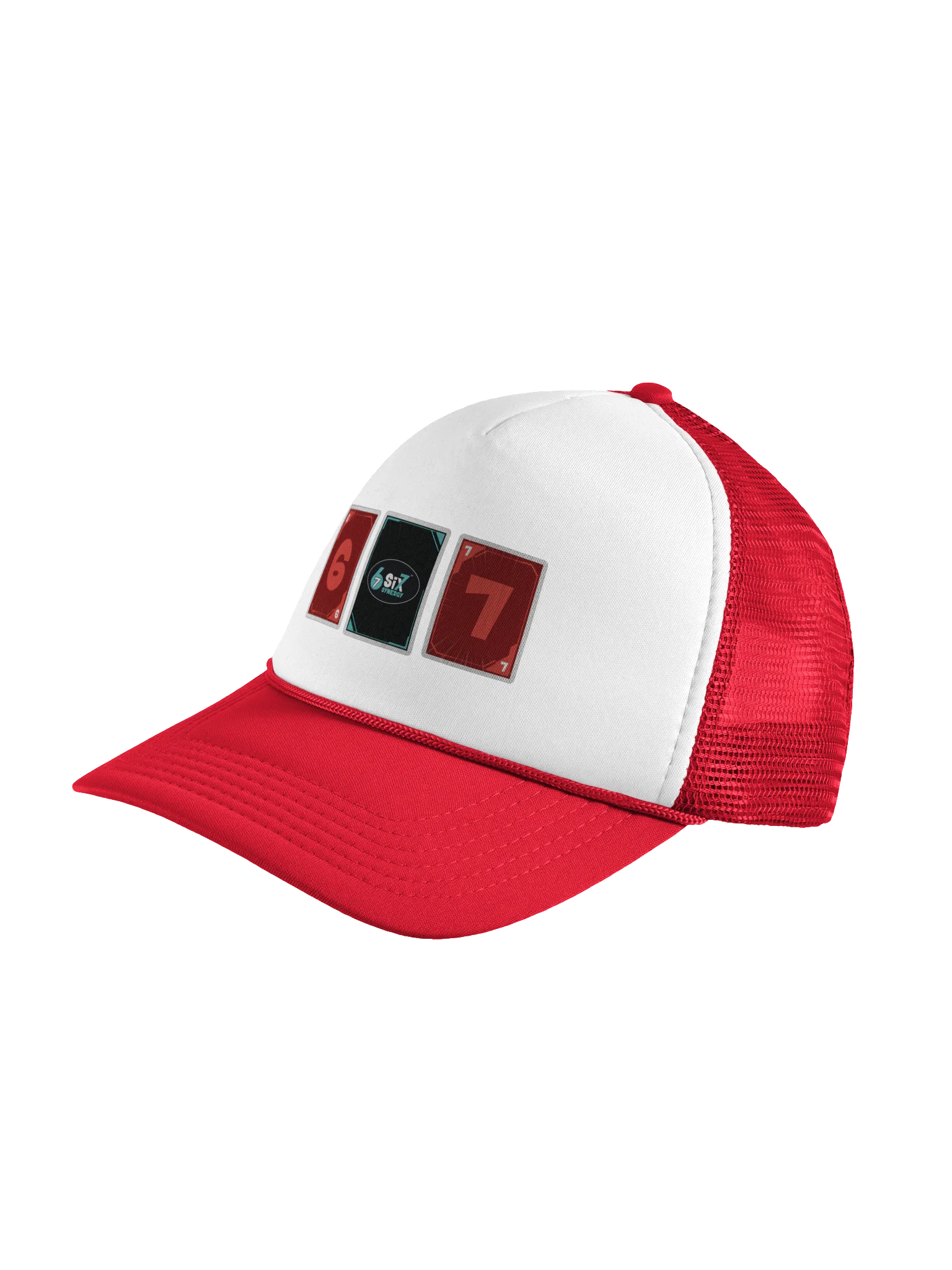 Red Trucker Hat with Six 7 Card Back and Red Synergy product image (4)