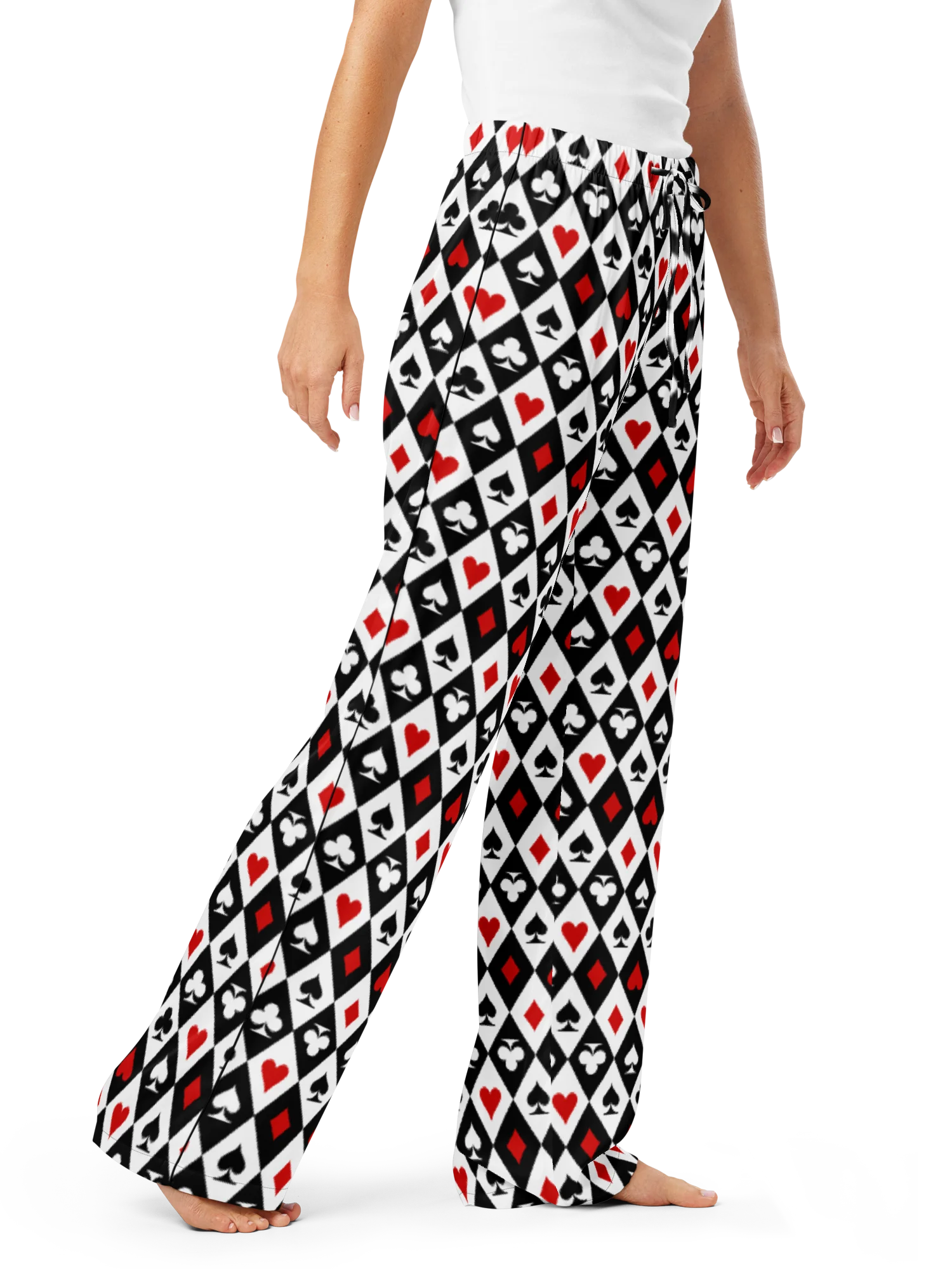 Retro Playing Card Suits Argyle All-Over Print Women's Pajama Pants product image (8)