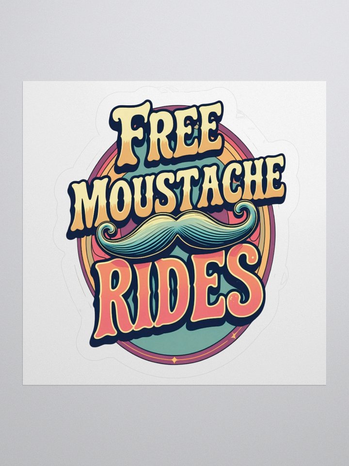 Retro 'Free Moustache Rides' Sticker product image (2)
