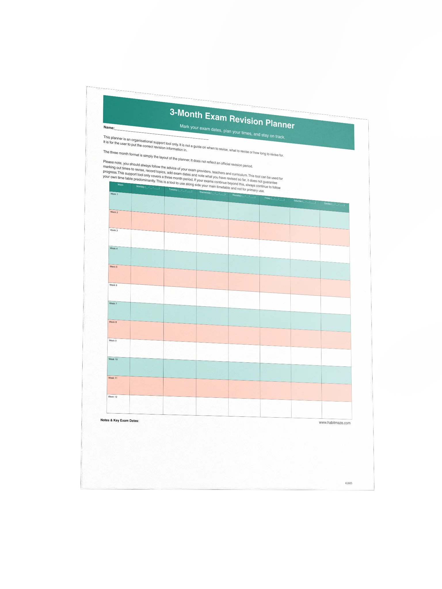 3 Month Exam Revision Planner product image (4)