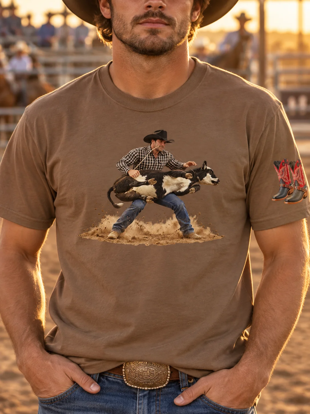 Calf Roping Flank Rodeo Action T-Shirt | BROKEN RODEO™ product image (127)