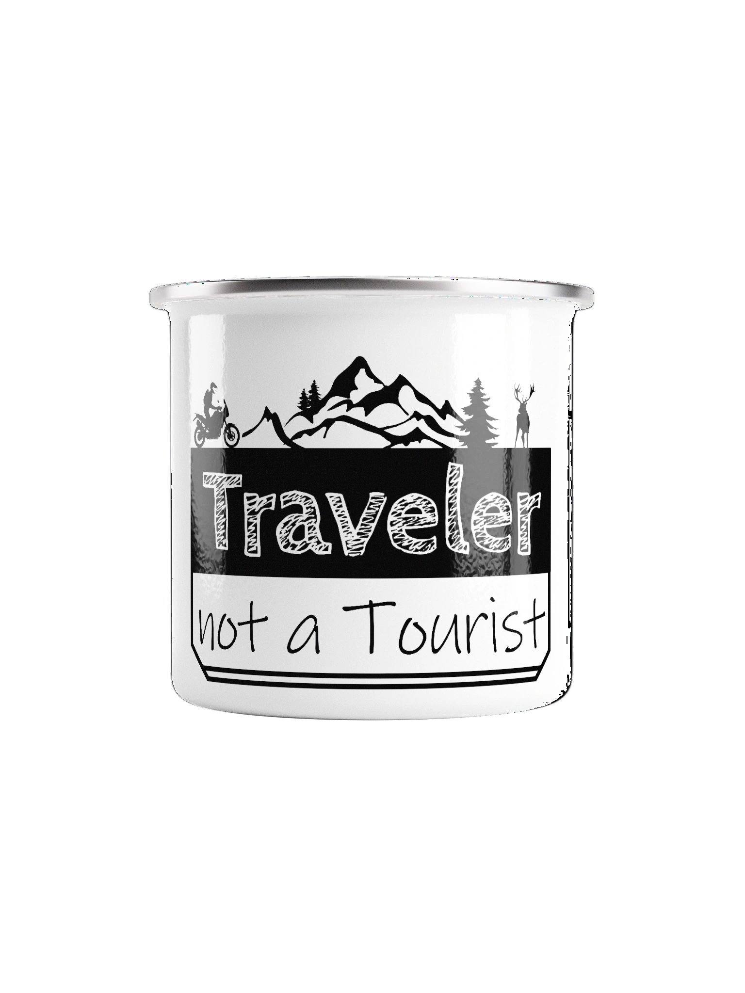 Traveler not a Tourist | Enamel Camping Mug product image (1)