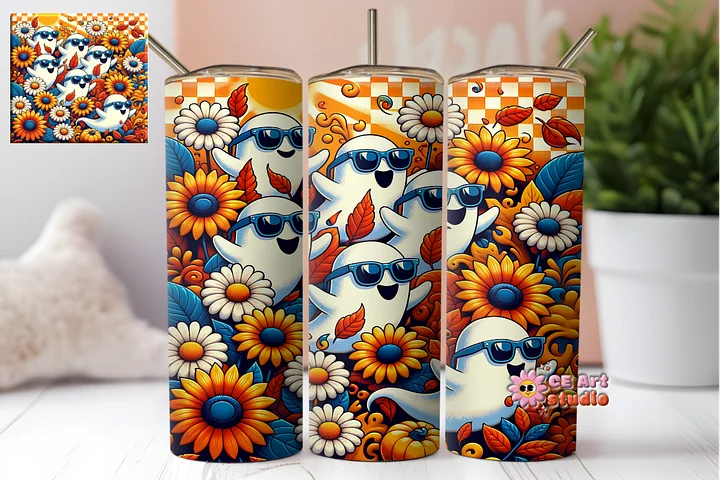 Funny Cute Spooky Ghost Tumbler Wrap PNG product image (1)