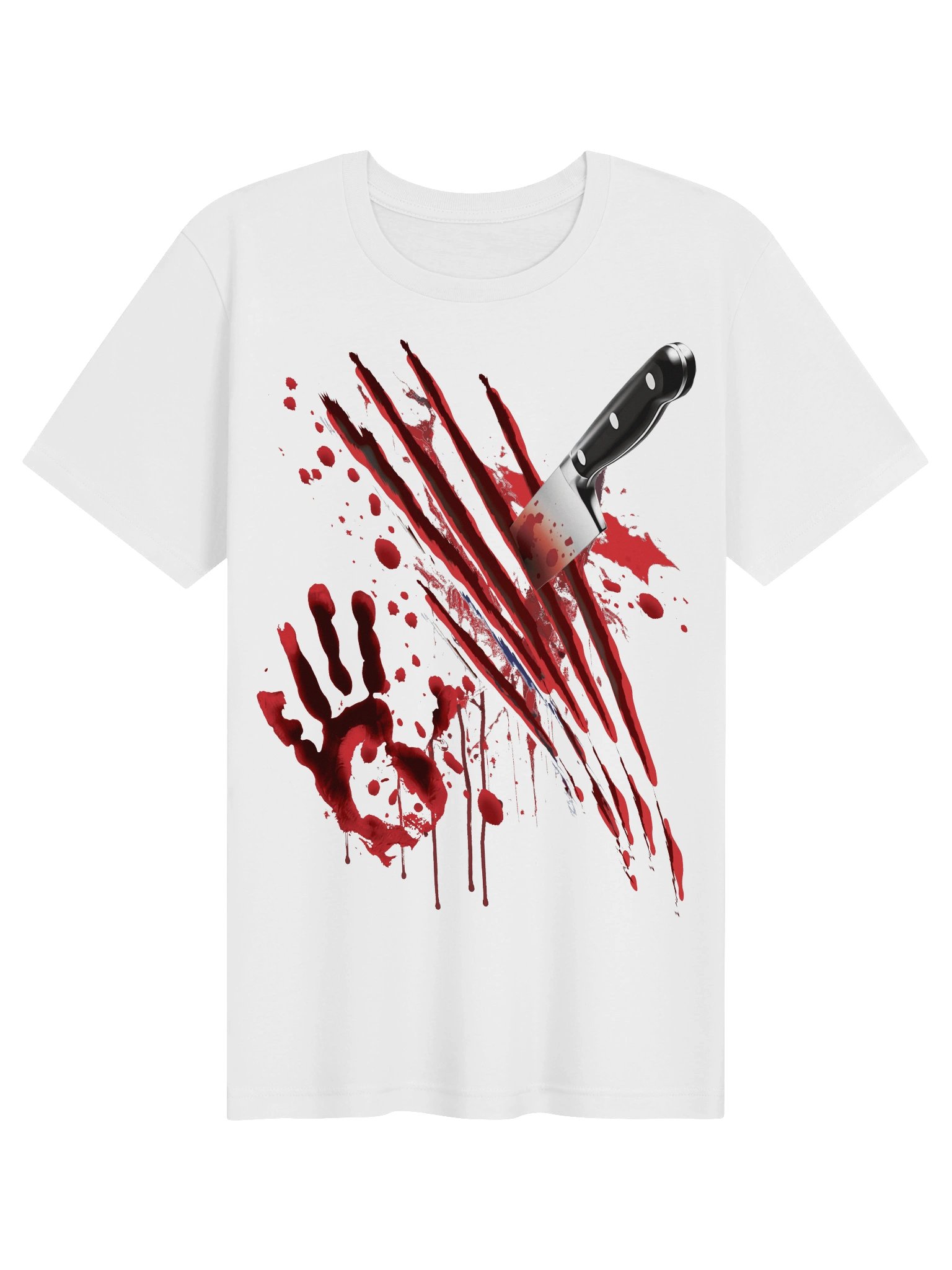 Bloody Knife Shirt – Blood Splatter Handprint Slashed Stab Wound Zombie Slasher Gore Horror product image (1)