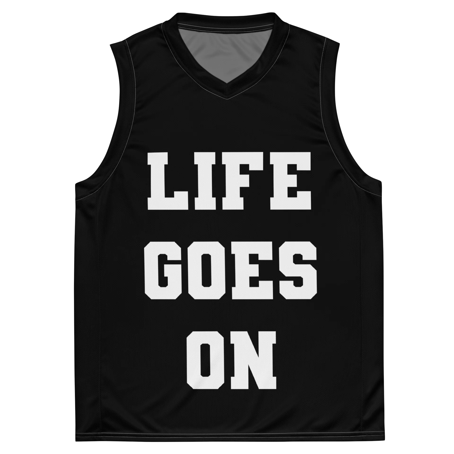 LIFE GOES ON Black Basketball Jersey (Unisex) product image (2)