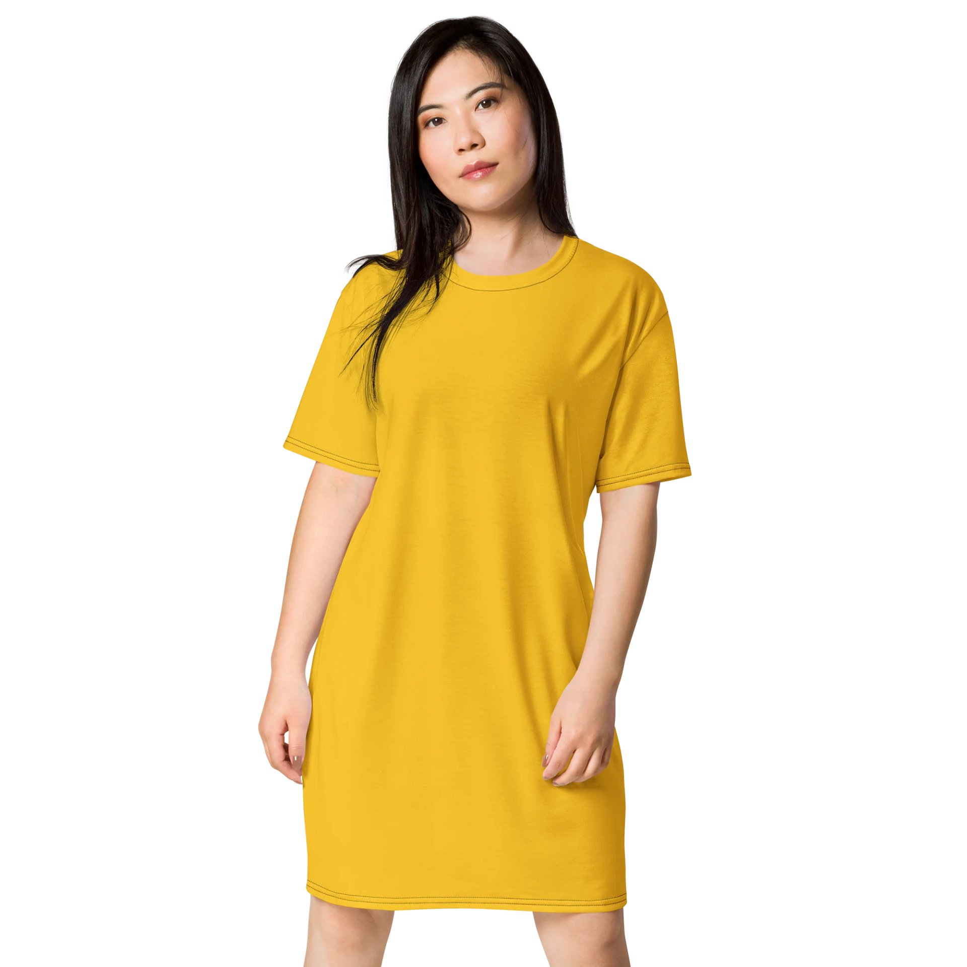 Oversized T-Shirt Dress - Stretchy Yellow, Sizes 2XS-6XL product image (1)
