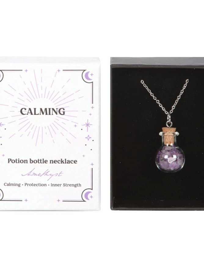 Calming Amethyst Crystal Chip Potion Bottle Necklace — Only 4 Available product image (1)