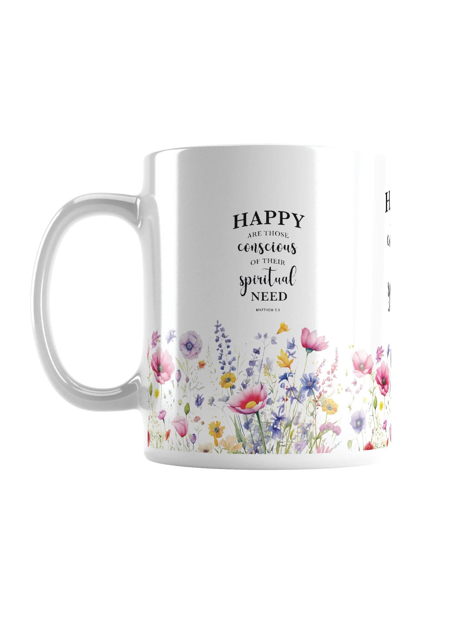 2026 Yearly Text Christian Mug – Matthew 5:3 Inspirational Floral Coffee Cup product image (2)