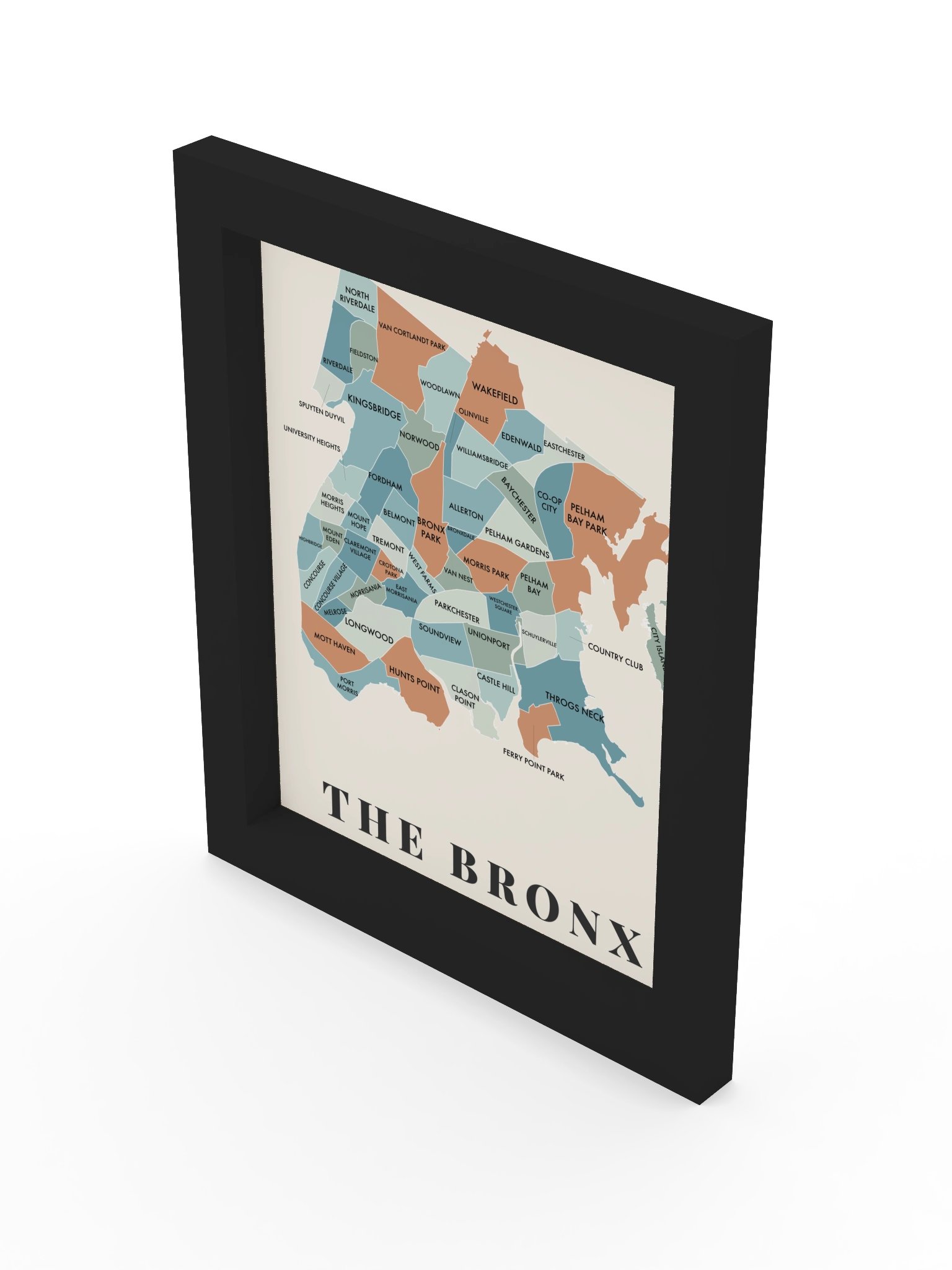 Bronx Neighborhood Map (Patina) [all] | Framed product image (4)