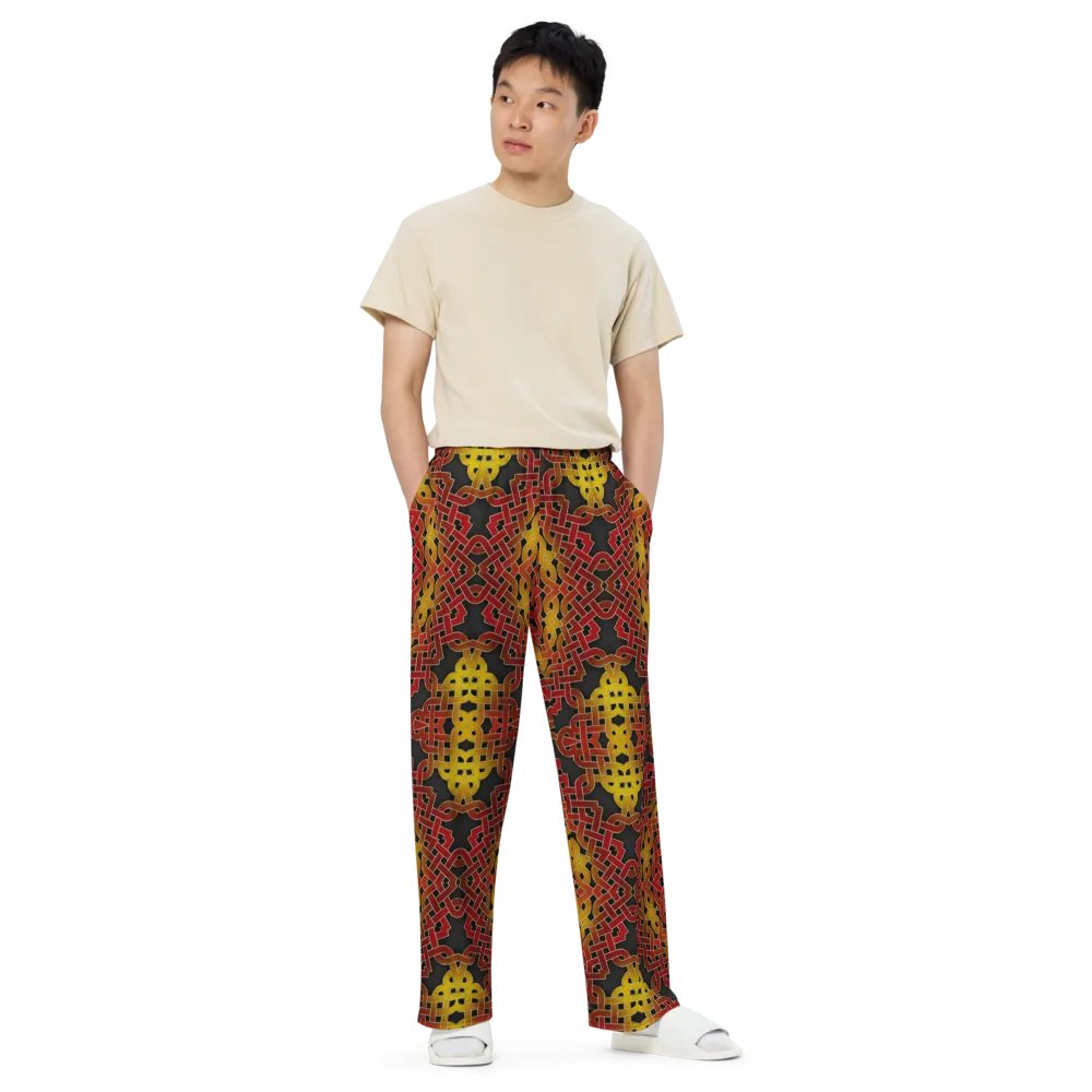 Orange and Gold Celtic Knot Kaleidoscope Wideleg Pants product image (3)