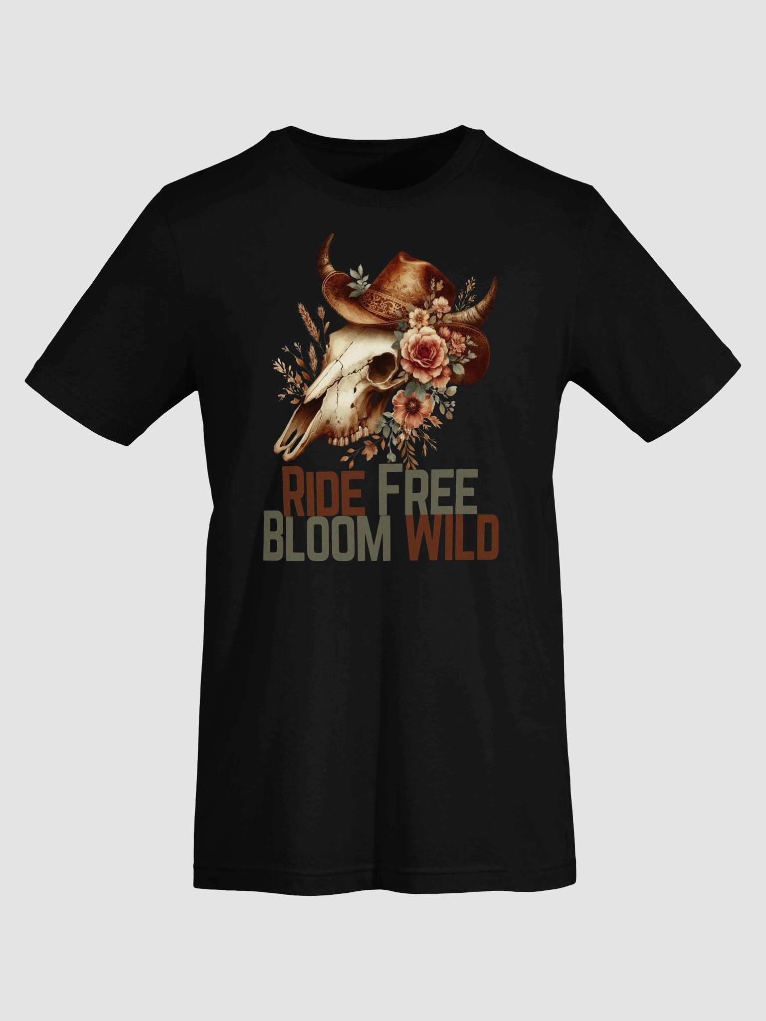Ride Free Bloom Wild Boho Skull T-Shirt product image (16)