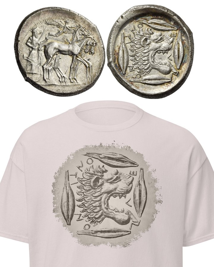 Ancient Greek Leontini Lion Tetradrachm 5th Century Art T-Shirt product image (9)