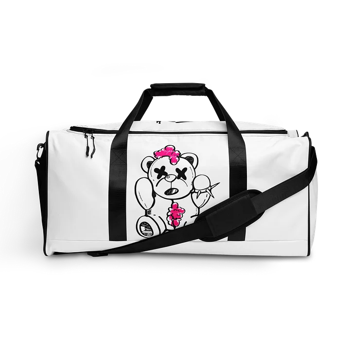 Dead Teddy Duffle Bag – White & Black Gym Bag product image (1)