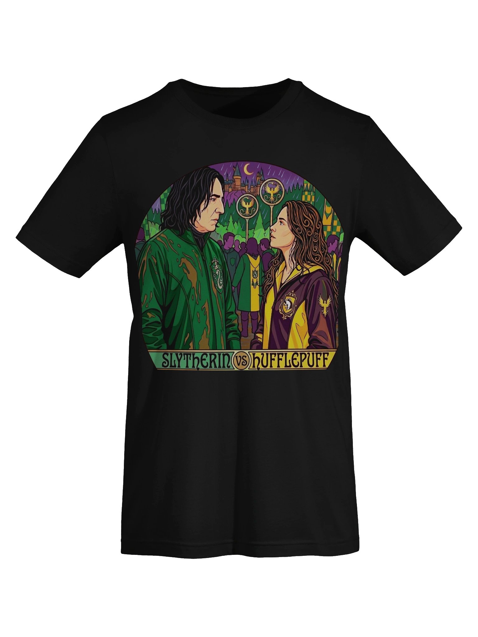 Slytherin vs Hufflepuff Wizard Rivalry Art Nouveau T-Shirt | Magical House Pride Fantasy Fan Shirt product image (28)