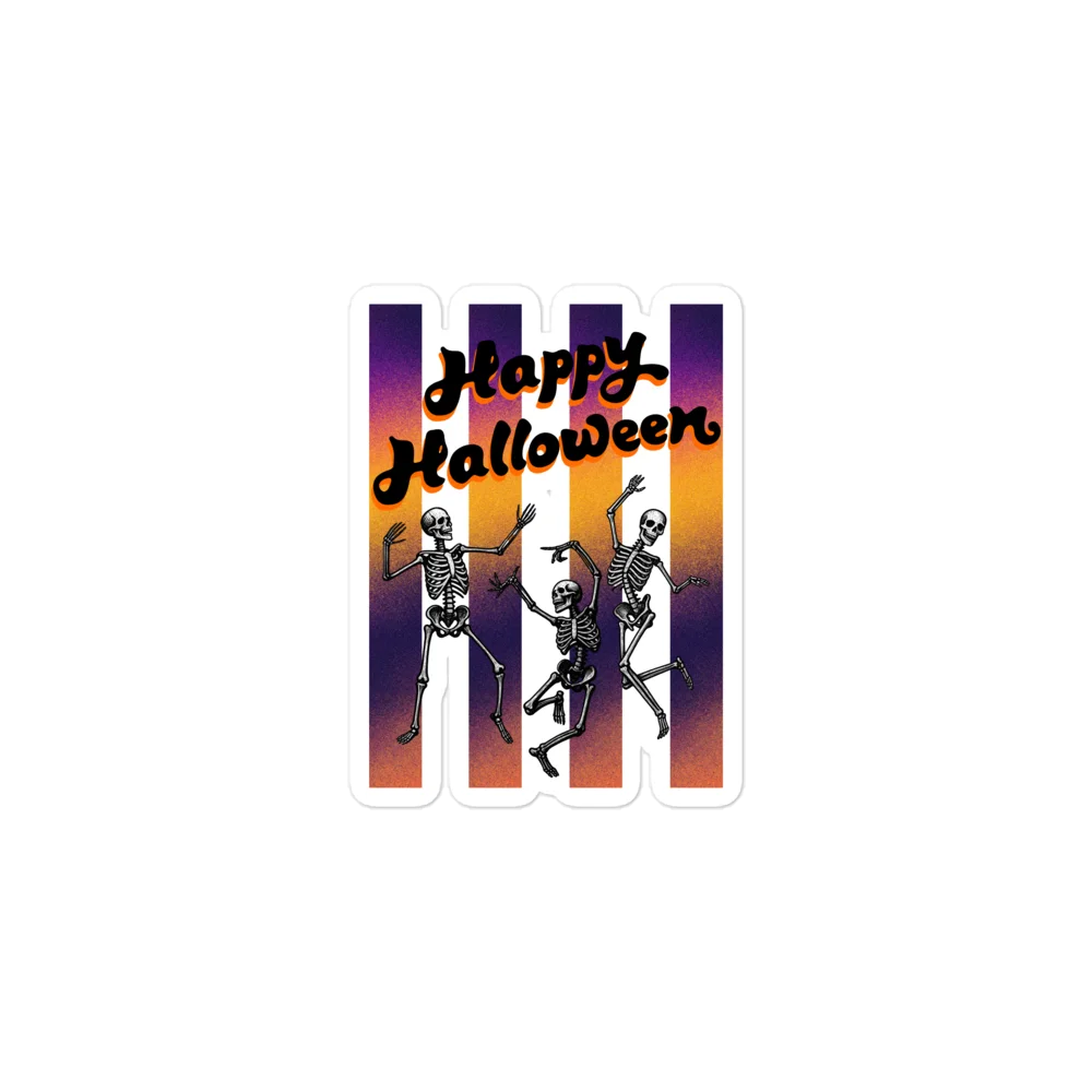 Happy Halloween Dancing Skeletons Kiss Cut Sticker product image (1)