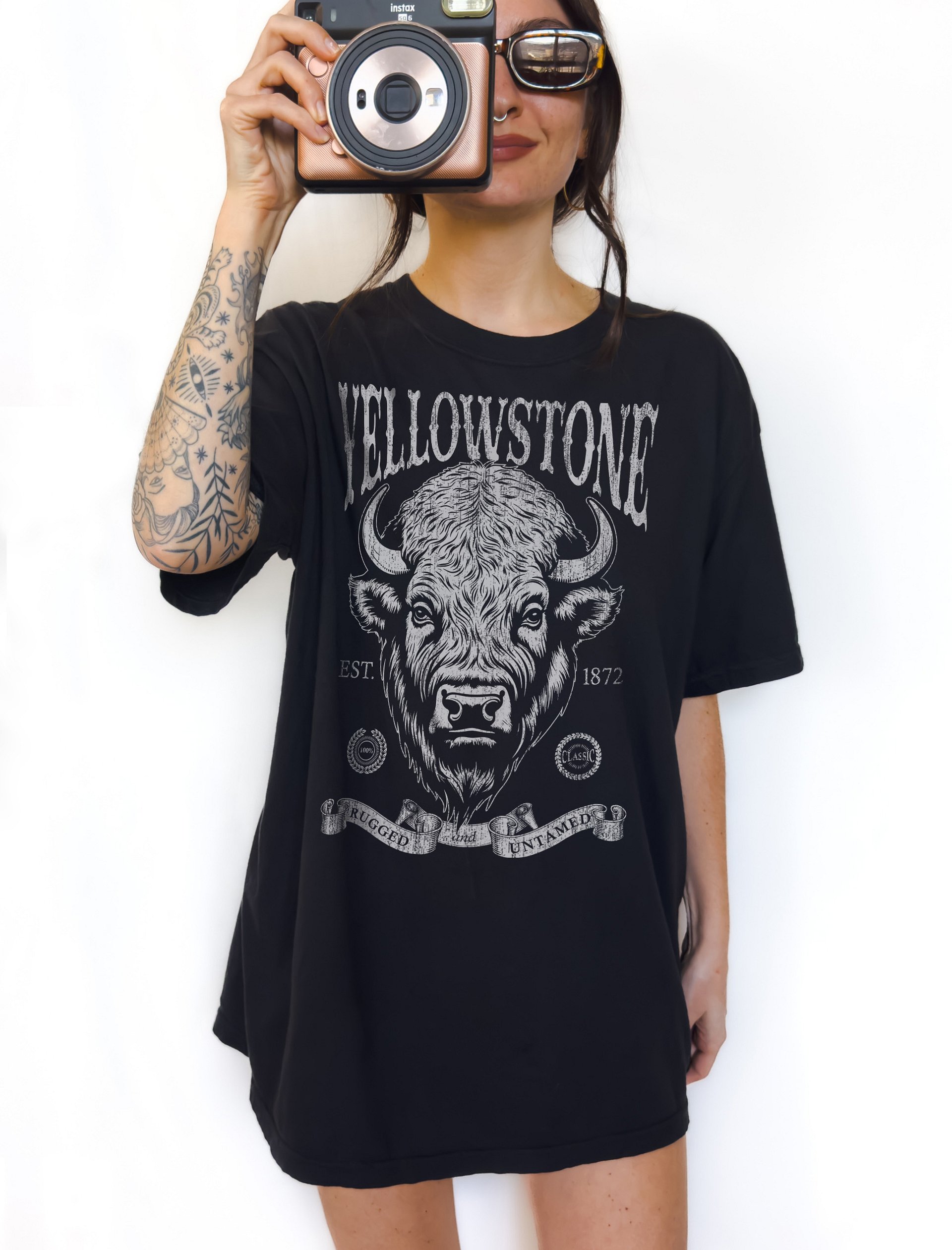 Yellowstone National Park T-Shirt | Vintage-Style Grunge Western Tee with a Bison Head product image (1)