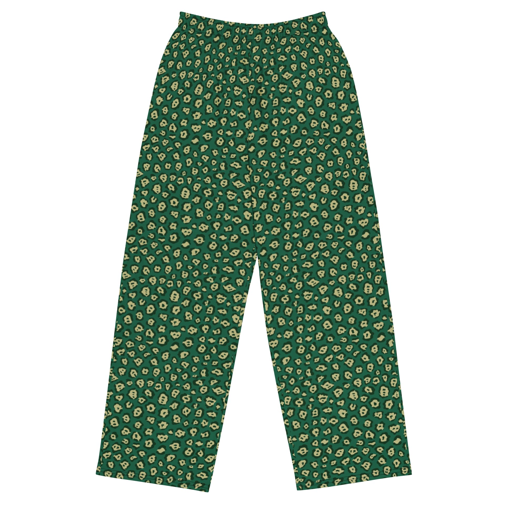 Green Mini Leopard Pattern Wide-Leg Pants product image (1)