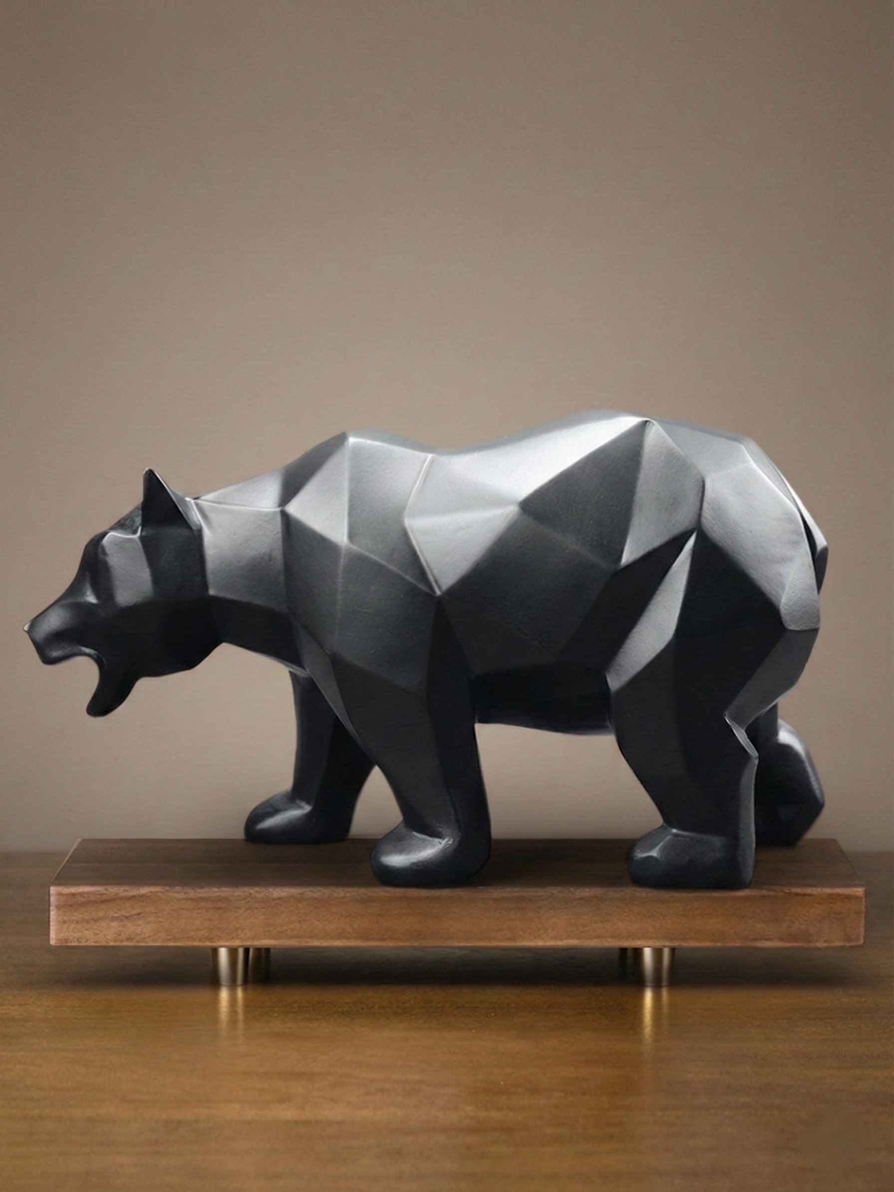 Geometric Bear Sculpture — Modern Nordic Resin Decor product image (1)