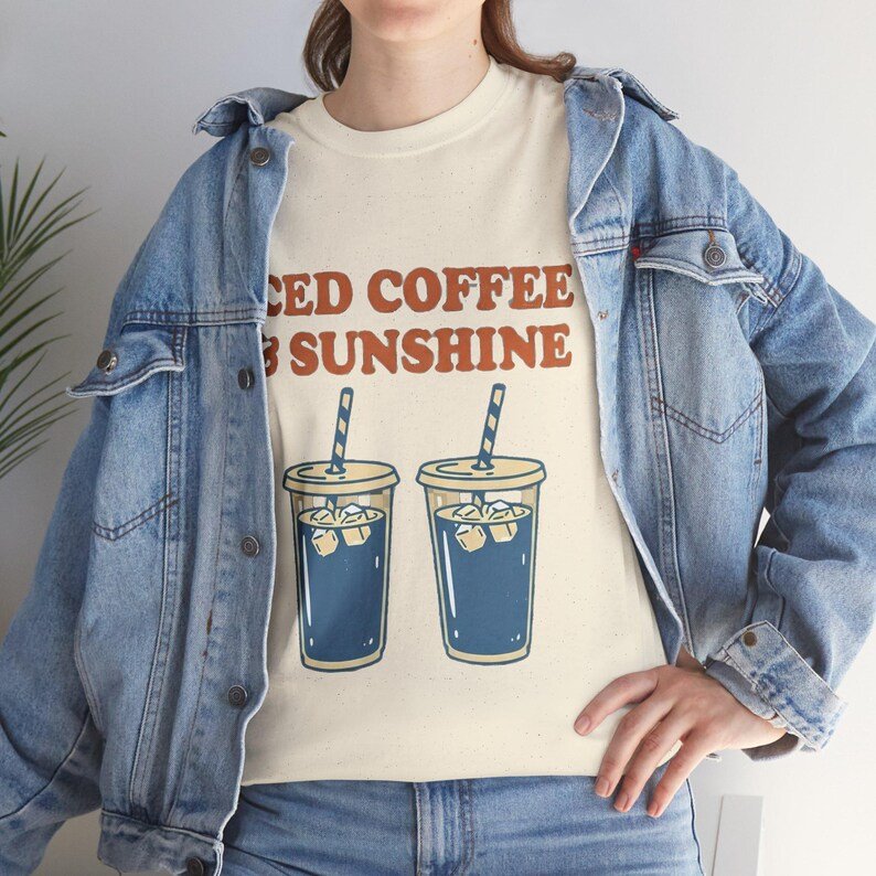 Iced Coffee & Sunshine T-Shirt | Vintage Iced Coffee Illustration, Summer Vibes product image (114)