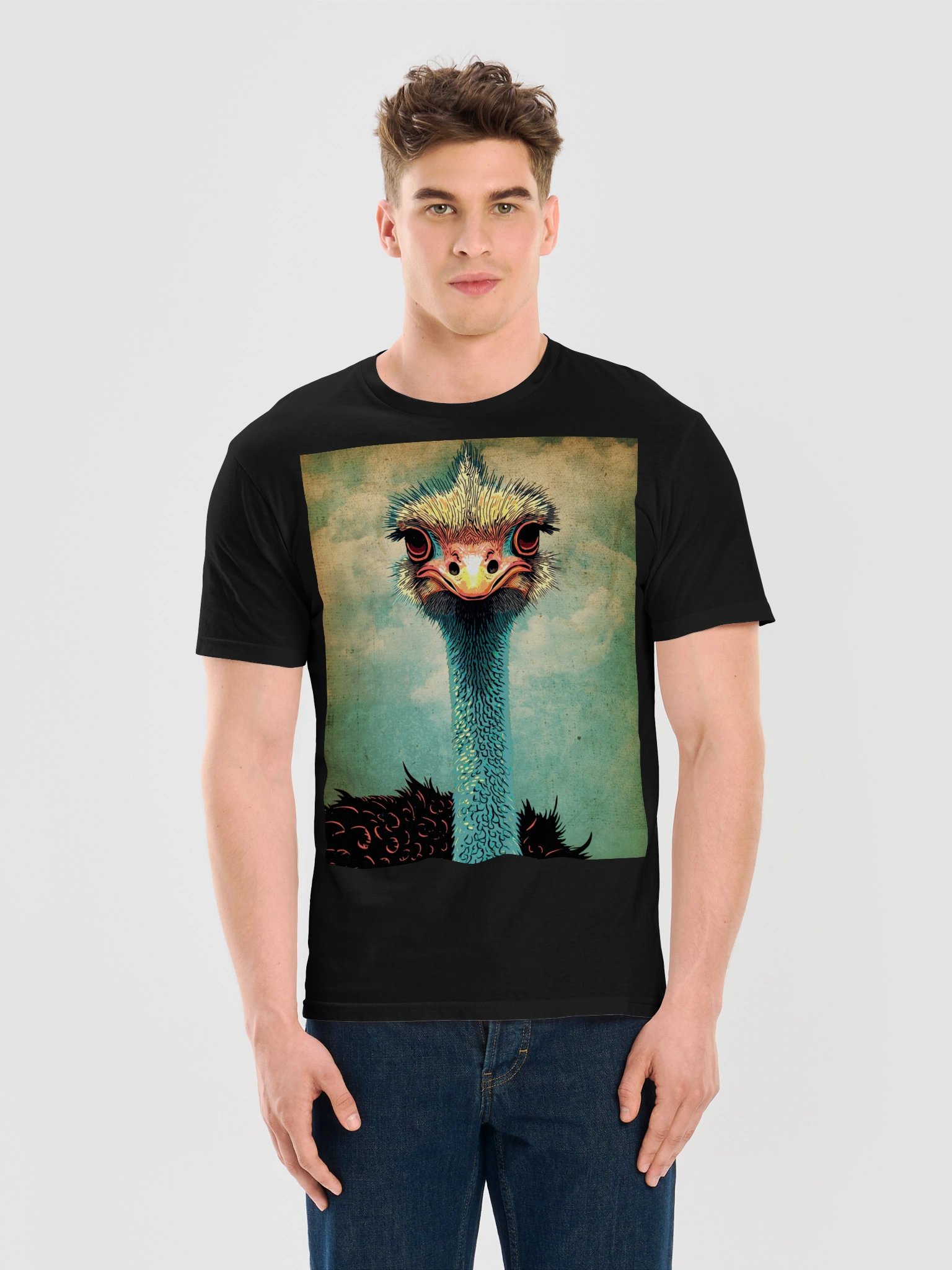 Pastel Ostrich Bird Illustration Tee product image (82)