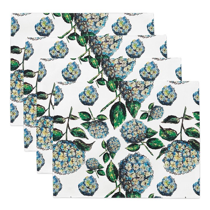 Blue Hydrangeas on White | Placemats – Set of 4 | MONIQUE FAELLA DESIGNS™ product image (1)