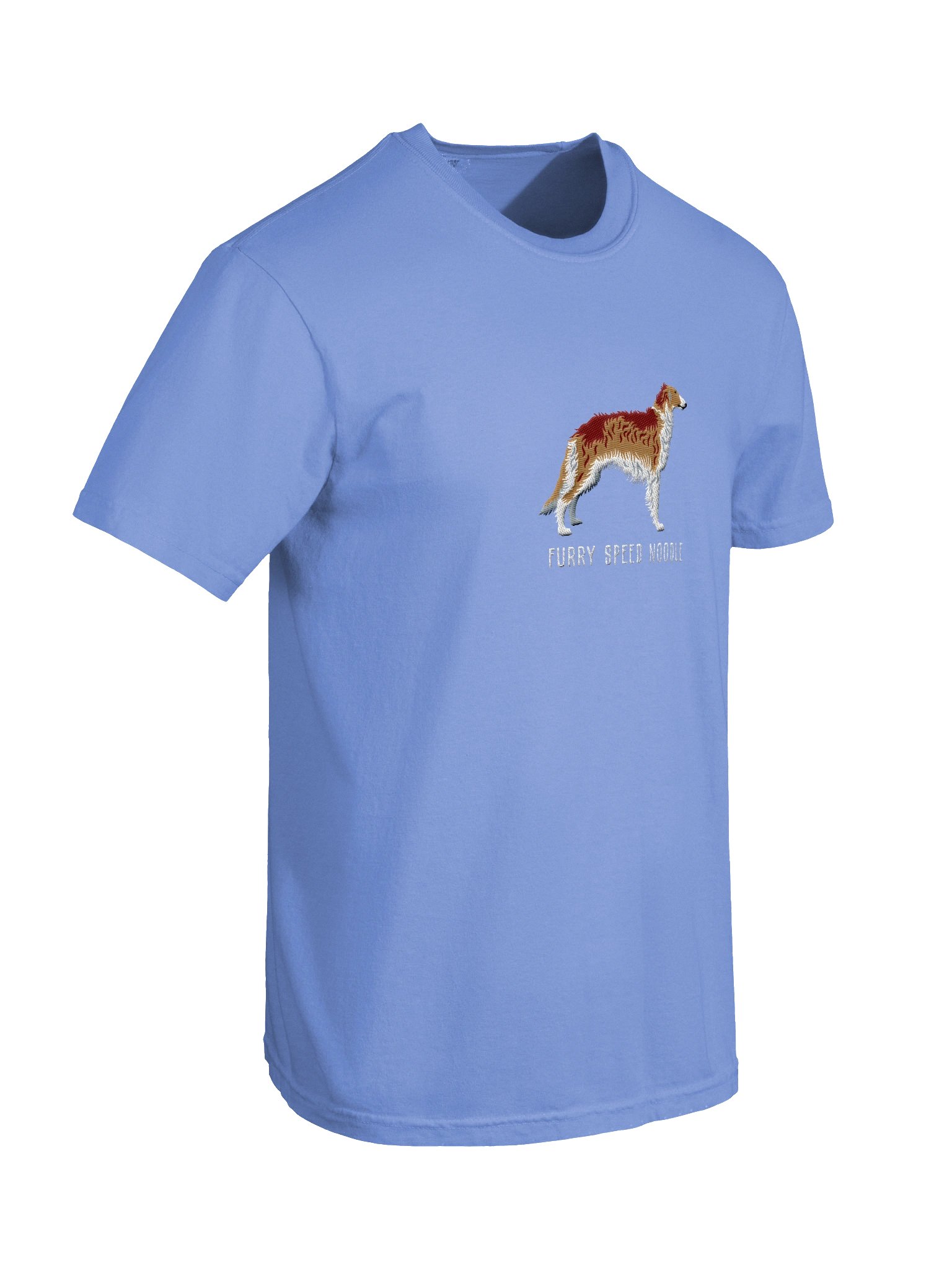 Furry Speed Noodle T-Shirt(Embroidered) of a Borzoi(Brown & White) product image (8)