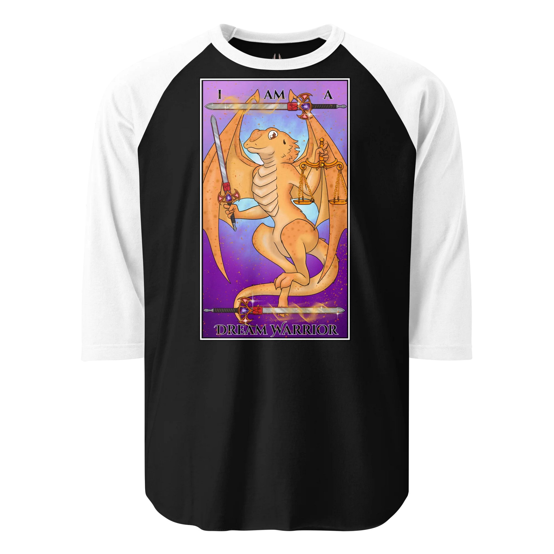 Day of the Dragon "Justice" Tarot Card Baseball Long Sleeve Shirt product image (1)