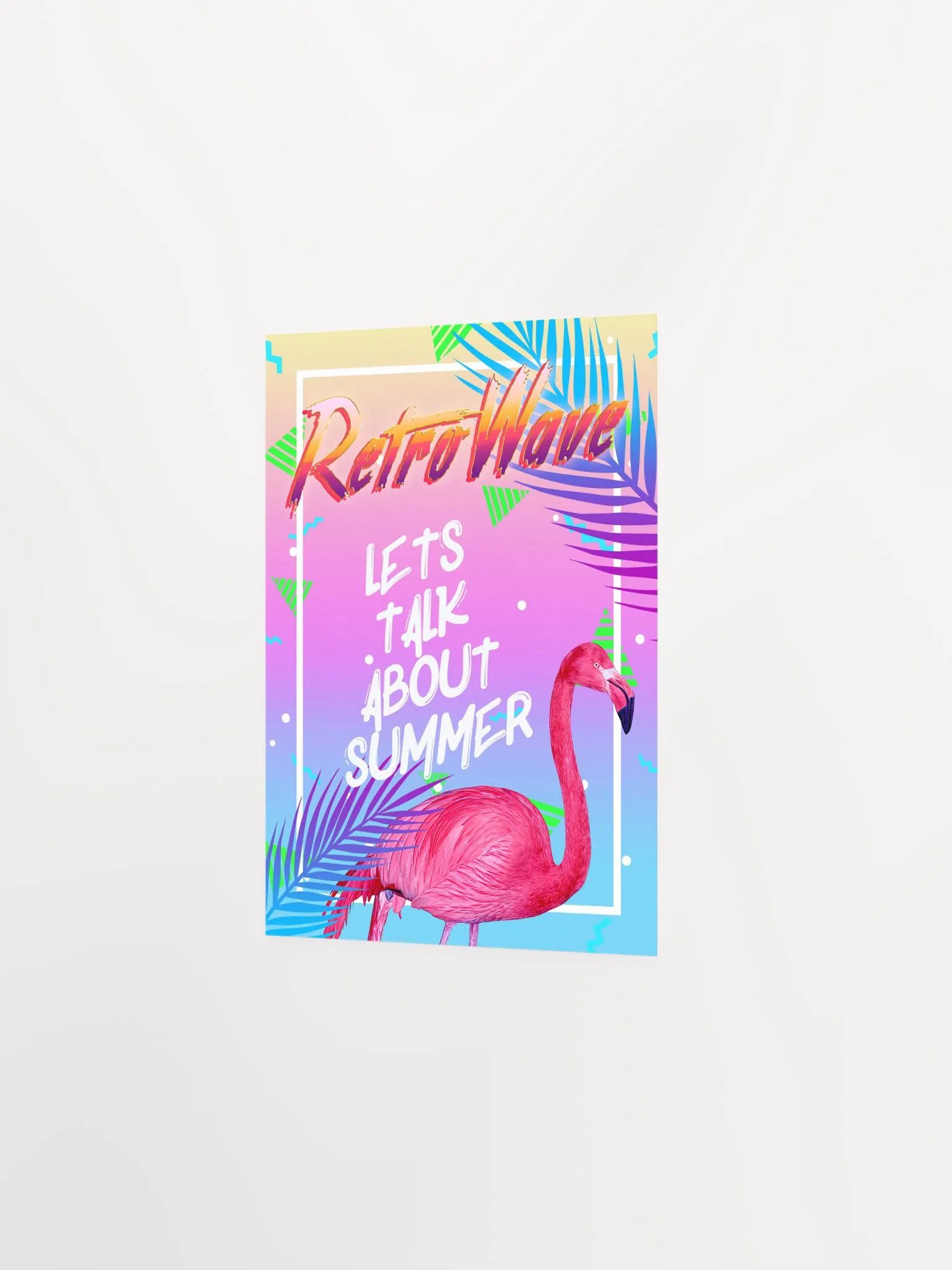 Retrowave poster: Summer and flamingo [retrowave/vaporwave/synthwave] — aesthetic poster, retrowave art print, neon poster, 80s poster product image (7)