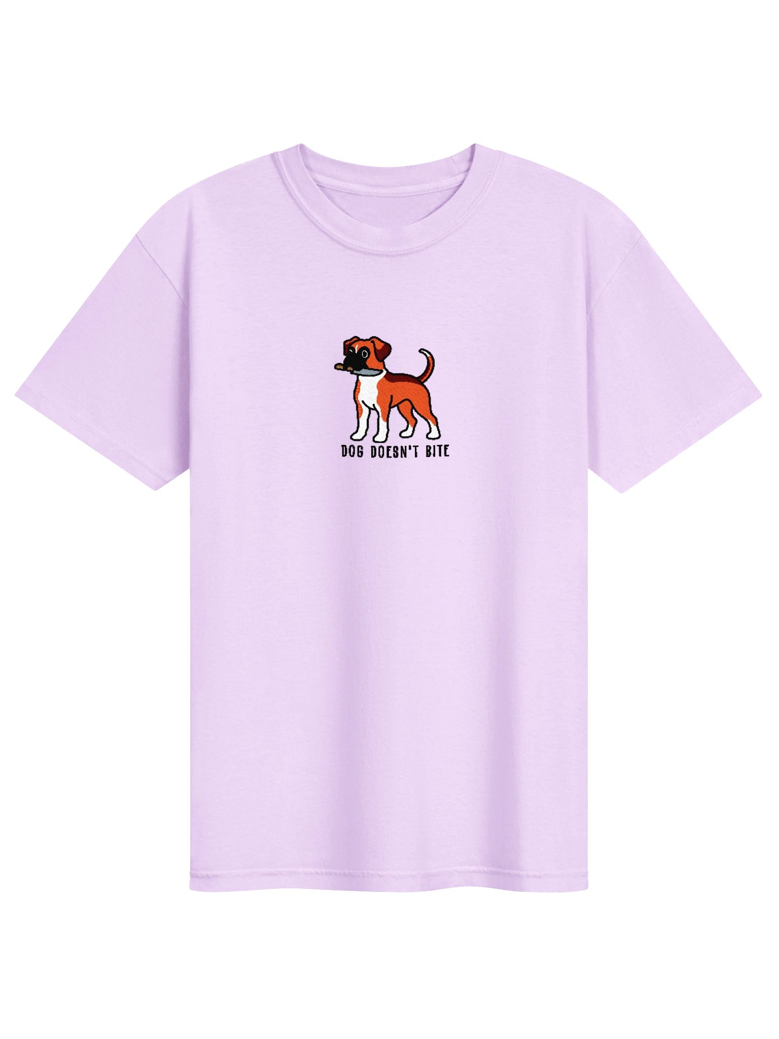 Dog Doesn't Bite Funny Chibi-Style Embroidered T-Shirt for Boxer(Red) Owners product image (91)