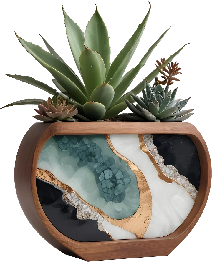 Earthly Symphony – Agate Window Succulent Vase PNG product image (1)