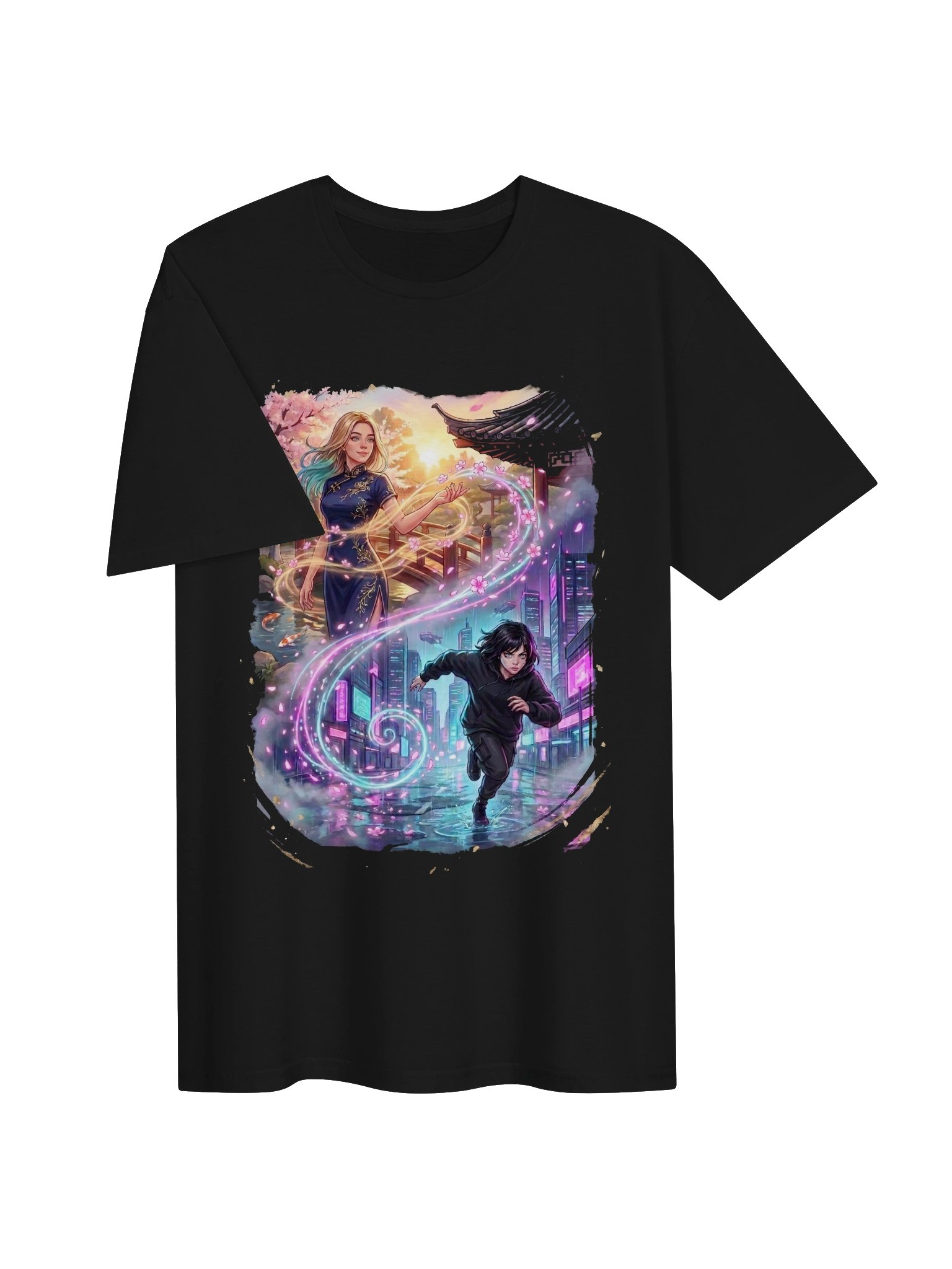 Golden Hour, Neon Rain - Anime Edition: Unisex T-Shirt product image (17)
