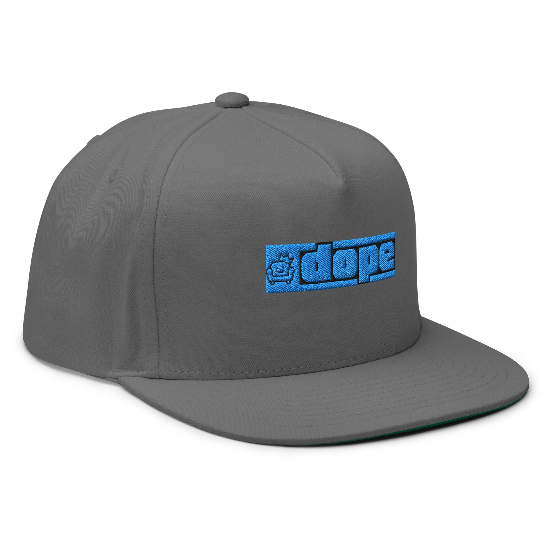 Gray Flat Brimmed Hat Blue Logo product image (4)