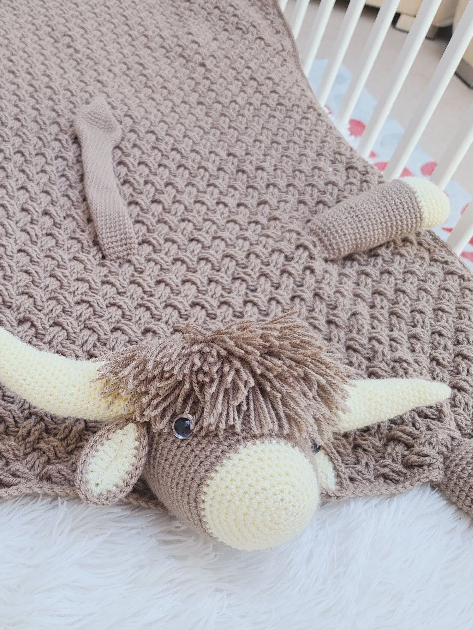 Highland Cow Crochet Baby Blanket Pattern | Scottish Afghan (PDF) product image (9)