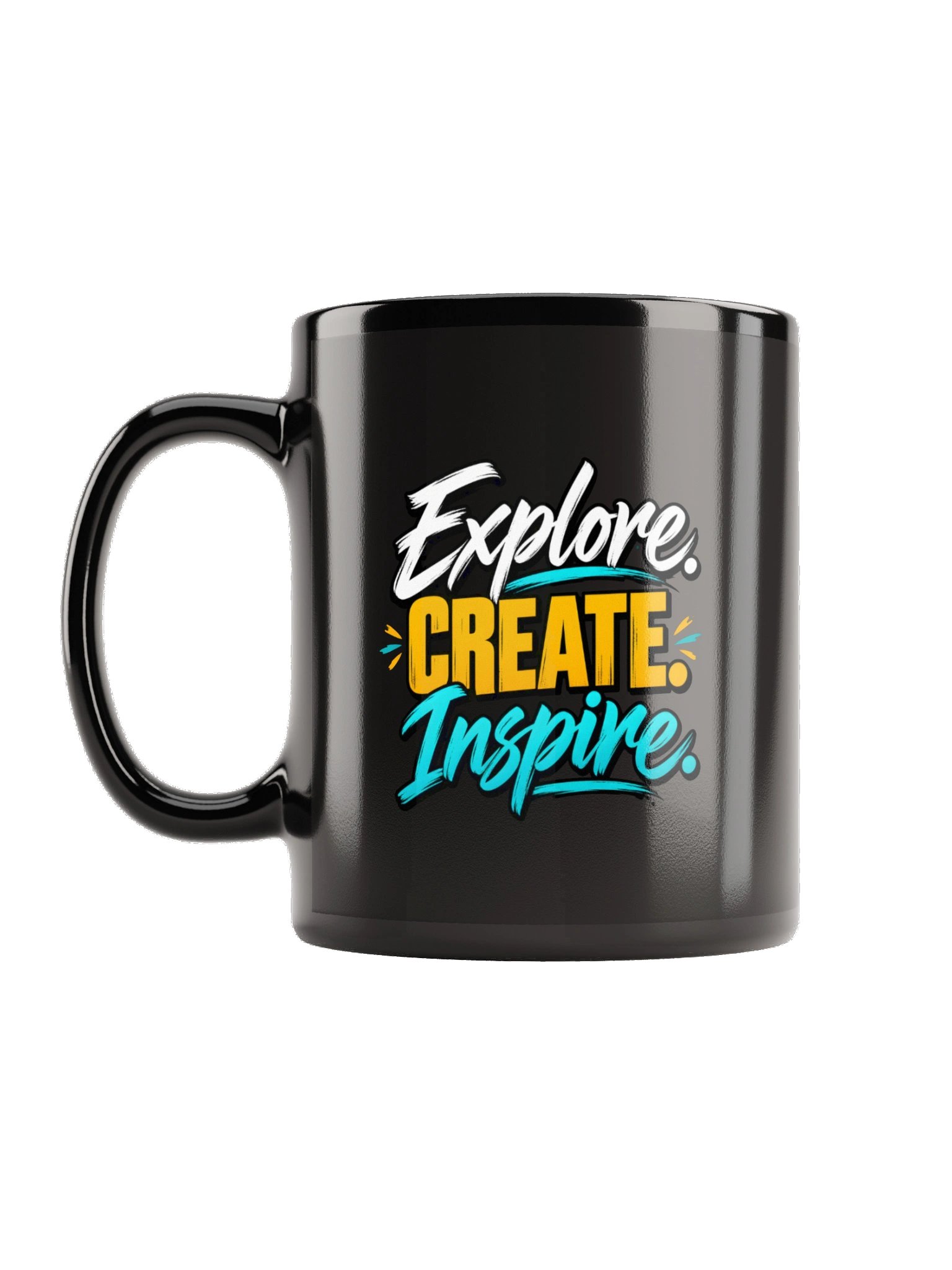 Explore Create Inspire Black Glossy Mug product image (1)
