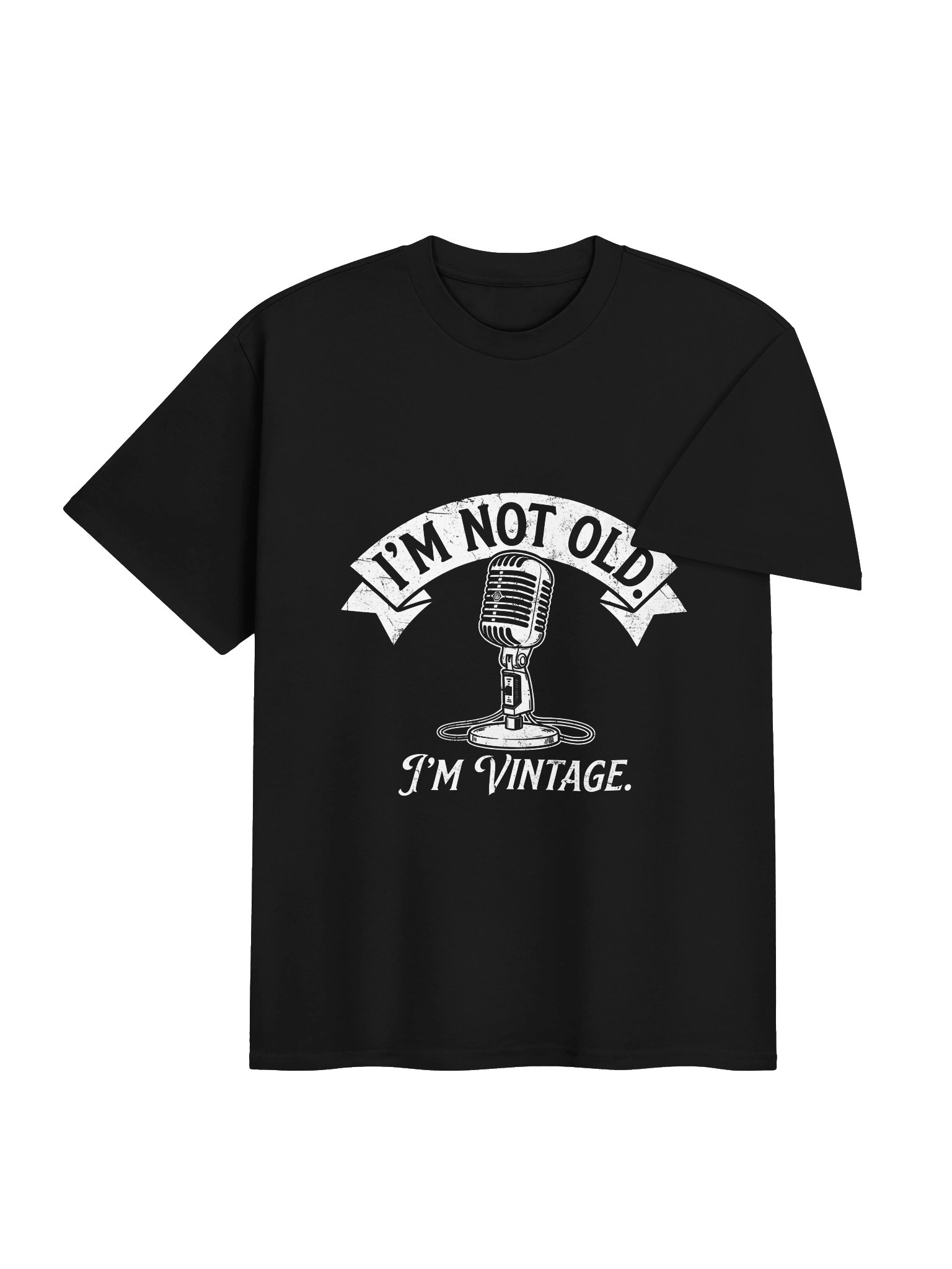 Funny Music Lover "I'm Not Old, I'm Vintage" Retro Microphone Graphic T-Shirt product image (3)