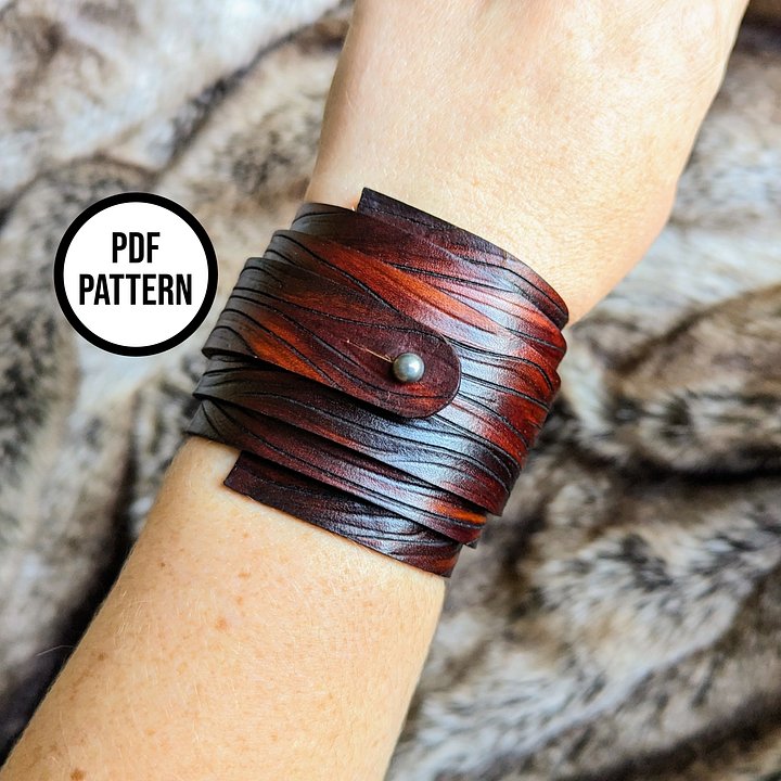 Wrap Cuff: Woodgrain Leather PDF Pattern - One Size Fits All product image (2)