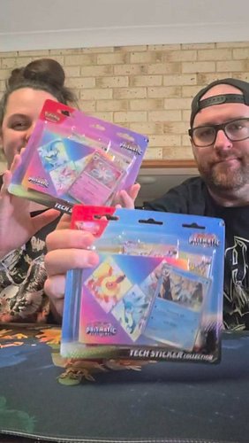 Opening our first Scarlet & Violet Prismatic Evolution packs today from the Tech Sticker Collection that we got from. We have...