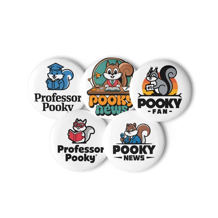 Original Pooky Artwork Buttons: Set of Five -Q product image (3)
